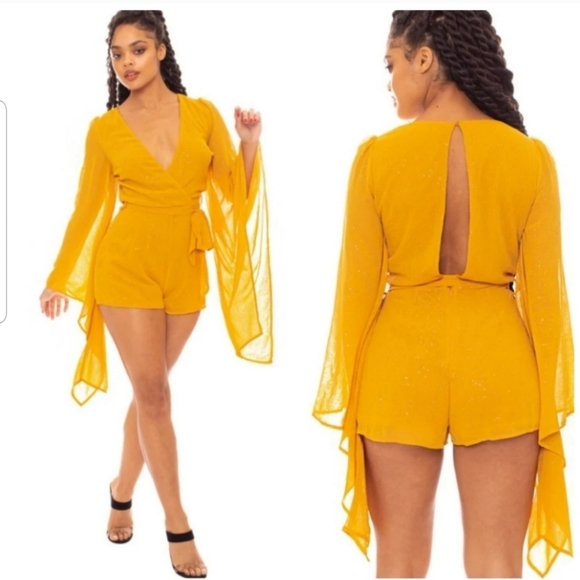 Glittered Chiffon Romper - Picture 2 of 2